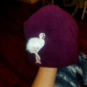 Winter fleece hat with gemstones patch